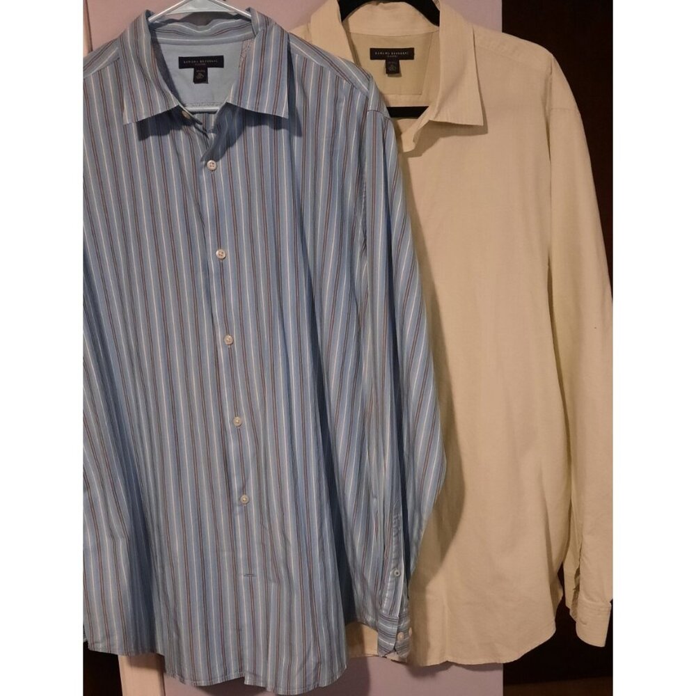 Lot 2 Mens XL Banana Republic dress shirt Classic Button Down stripe solid 17